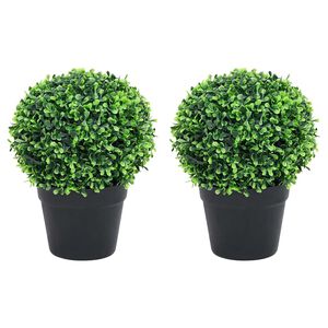 vidaXL Kule ze sztucznego bukszpanu w doniczce, 2 szt., zielone, 37 cm
