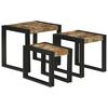 vidaXL Stolik Nesting 3 szt. Brązowy i czarny 50 x 40 x 45 cm