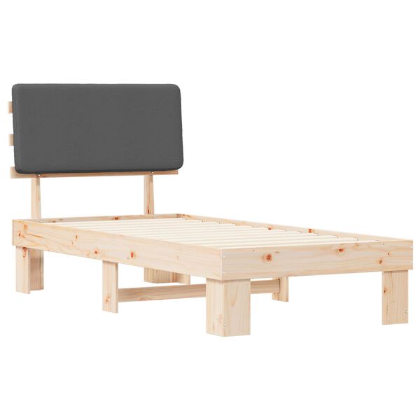 vidaXL Ramka ł&oacute;żka z tapicerowanym wezgłowiem Ciemnoszary 90 x 200 cm