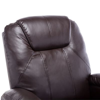 vidaXL Bujany fotel do masażu, brązowy, sztuczna skóra