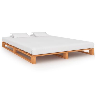 vidaXL Rama łóżka z palet, brązowa, lite drewno sosnowe, 140 x 200 cm