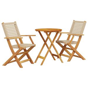 vidaXL 3-cz. zestaw mebli bistro, beżowy rattan PE i drewno