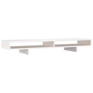 vidaXL Podstawka na monitor, biała, 100x27x14 cm, lite drewno sosnowe