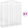 vidaXL Kosze gabionowe, 7 szt, 200x50x220/240 cm, galwanizowane żelazo