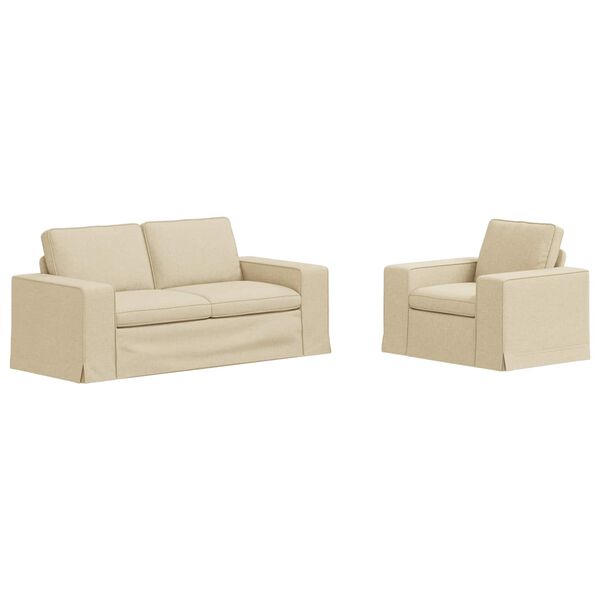 vidaXL Sofa 2 pcs Kremowy 182 x 80 x 82 cm tkanina