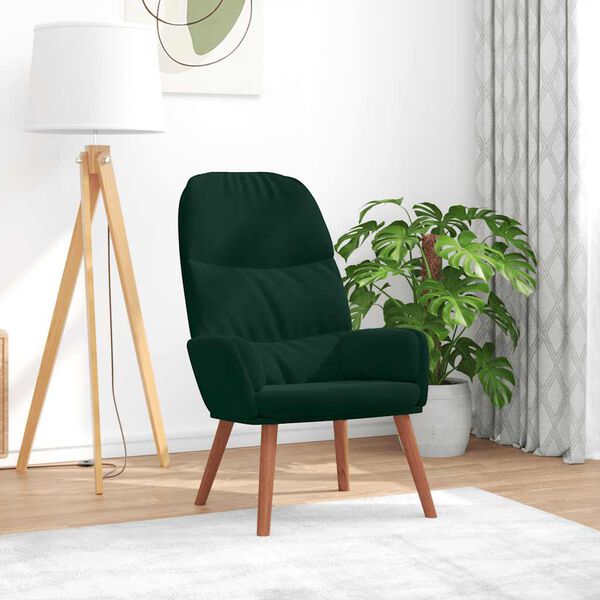 vidaXL Fotel, ciemnozielony, obity aksamitem