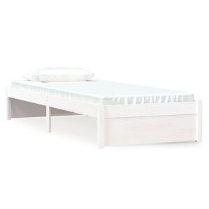 vidaXL Rama ł&oacute;żka, biała, lite drewno, 75x190 cm, pojedyncza