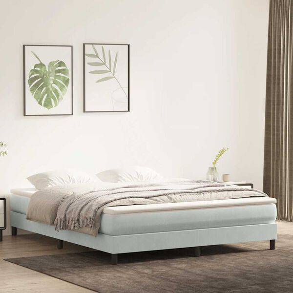 vidaXL Łóżko Box Spring bez materaca Jasnoszary 180x220 cm Aksamit
