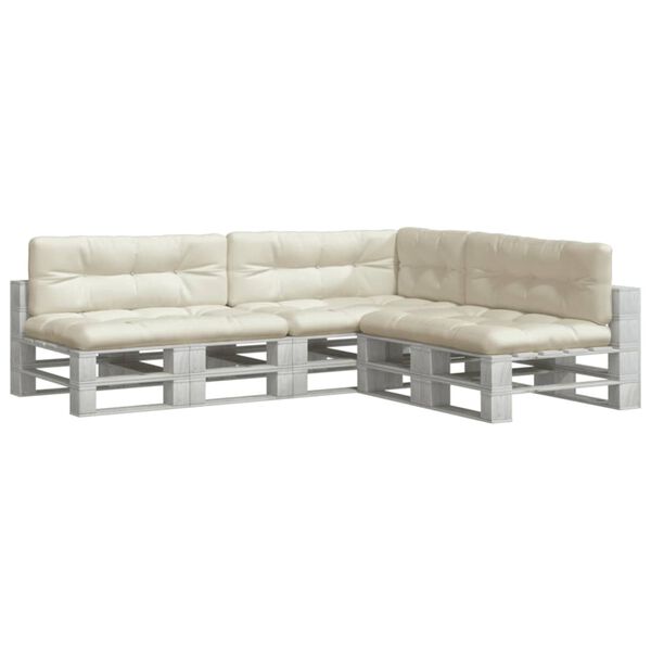 vidaXL Poduszki na palety, 7 szt., kremowe, tkanina