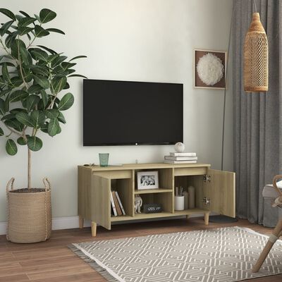 vidaXL Szafka TV, drewniane nóżki, dąb sonoma, 103,5x35x50 cm