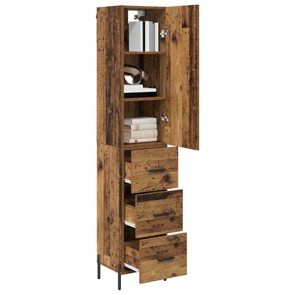 vidaXL Highboard z szufladą Stare drewno 34,5 x 34 x 180 cm