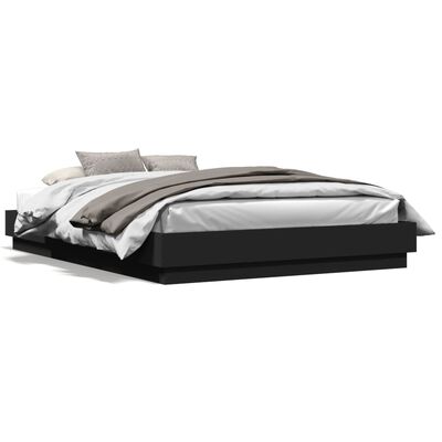 vidaXL Rama łóżka z oświetleniem LED, czarna, 160x200 cm