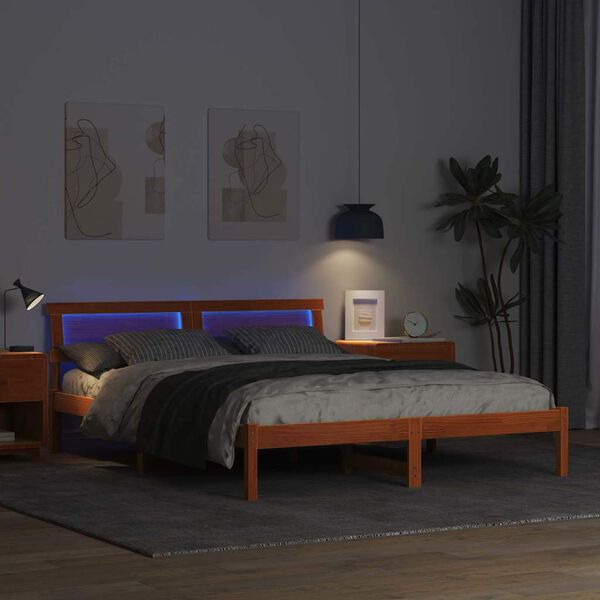 vidaXL Ramka ł&oacute;żka Woskowy Brąz 160 x 200 cm Lite drewno sosnowe