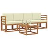 vidaXL Zestaw sof na zewnątrz z poduszką 5 pcs Naturalny i Kremowy
