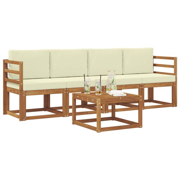 vidaXL Zestaw sof na zewnątrz z poduszką 5 pcs Naturalny i Kremowy