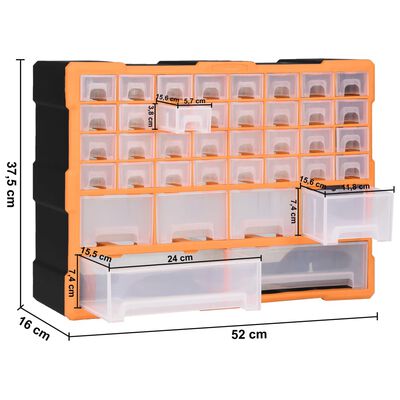 vidaXL Organizer z 40 szufladkami, 52x16x37,5 cm