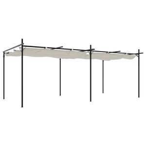 vidaXL Pergola ze zwijanym dachem, kremowa, 589x292x230 cm