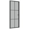 vidaXL Drzwi wewnętrzne, 83x201,5 cm, czarne, matowe szkło i aluminium