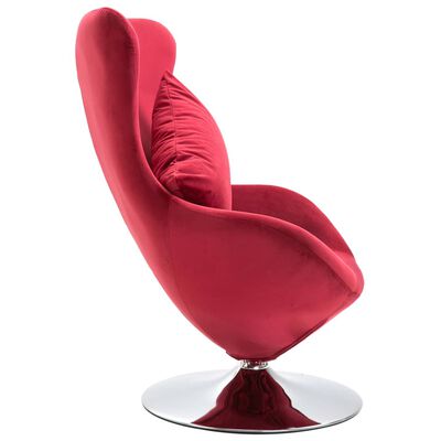vidaXL Fotel obrotowy z poduszką, czerwony, aksamitny