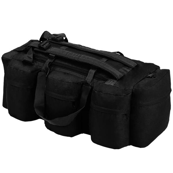 vidaXL Torba wojskowa 3-w-1, worek w stylu militarnym, 45 L, czarna