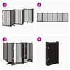 vidaXL Składana bramka dla psa, z drzwiami, 6 paneli, czarna, 300 cm