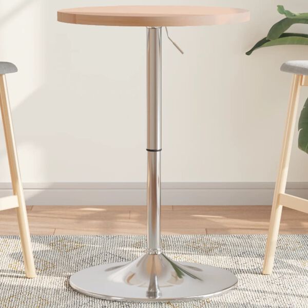 vidaXL Stolik barowy, &Oslash;50x90,5 cm, lite drewno dębowe