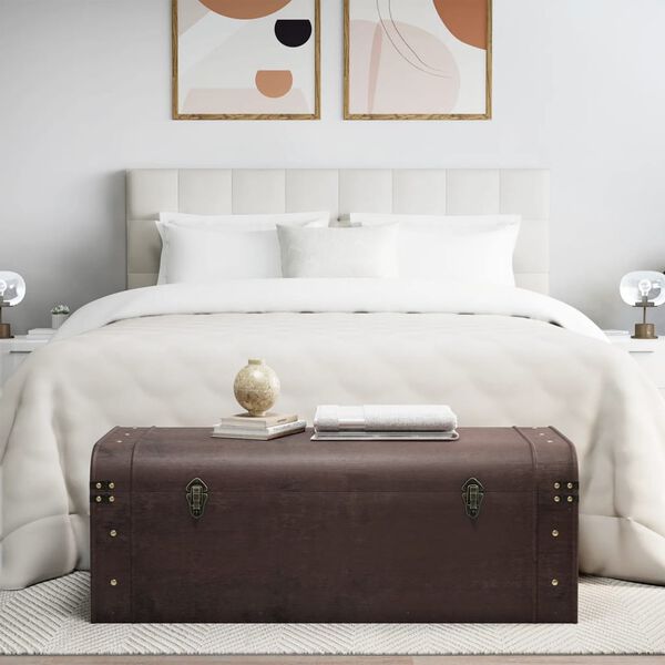 vidaXL Skrzynia z zatrzaskami, ciemnobrązowa, 110x50x39,5 cm, sklejka