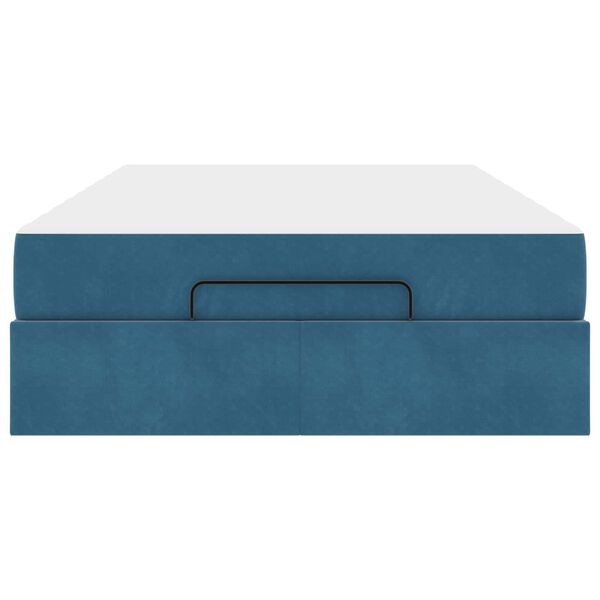 vidaXL Rama ł&oacute;żka z materacem z materacem 2 pcs Niebieski Aksamit
