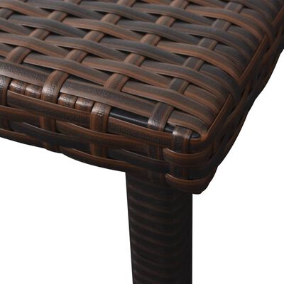 vidaXL Leżak z poduszką i stolikiem, polirattan, brązowy