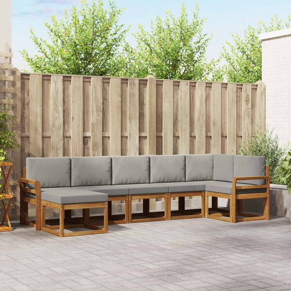 vidaXL Zestaw sof na zewnątrz z poduszką 7 pcs Naturalny i Jasny Szary