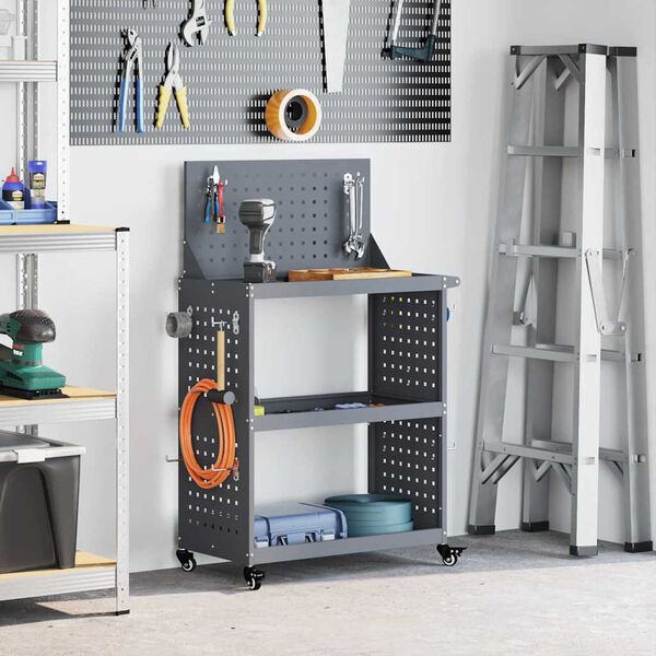 vidaXL Wózek narzędziowy z półką z kołem Antracyt 65 x 35 x 111 cm