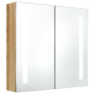 vidaXL Szafka łazienkowa z lustrem i LED, kolor dębowy, 62x14x60 cm