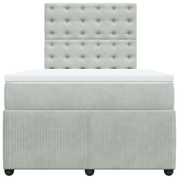 vidaXL Łóżko kontynentalne z materacem, jasnoszare, 120x200cm, aksamit