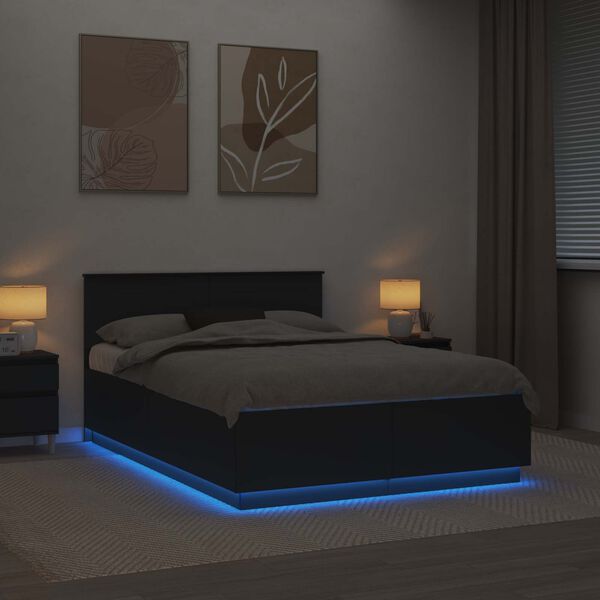 vidaXL Ramka ł&oacute;żka Czarny 150 x 200 cm Materiał drewnopochodny