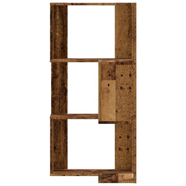 vidaXL 3-poziomowy regał narożny, stare drewno, 50x50x102 cm