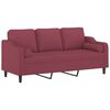 vidaXL 3-osobowa sofa z poduszkami, winna czerwień, 180 cm, tkanina