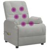 vidaXL Podnoszony fotel masujący, jasnoszary, sztuczna sk&oacute;ra zamszowa