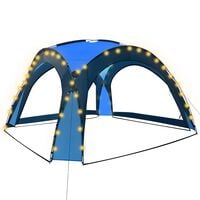 vidaXL Namiot imprezowy z LED i 4 ściankami, 3,6x3,6x2,3 m, niebieski