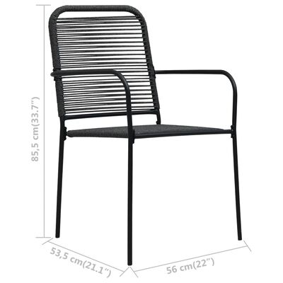 vidaXL Krzesła ogrodowe, 2 szt., sznurek bawełniany i stal, czarne