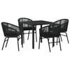 vidaXL Zestaw do jadalni w ogrodzie 5 pcs Czarny