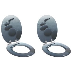 vidaXL Deski klozetowe wolnoopadające, 2 szt., MDF, wz&oacute;r w kamienie