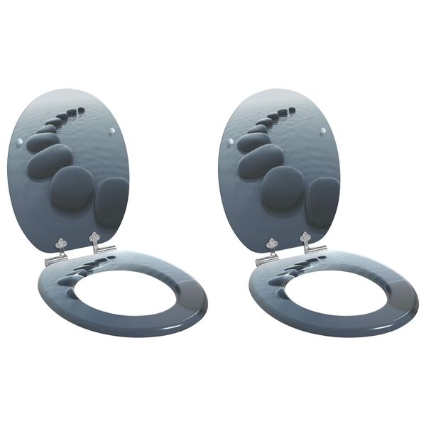 vidaXL Deska toaletowa 2 pcs Szary 44 x 38 cm Płyta MDF