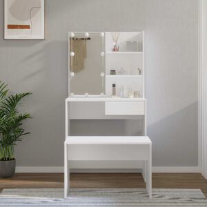 vidaXL Zestaw z toaletką i oświetleniem LED, biały