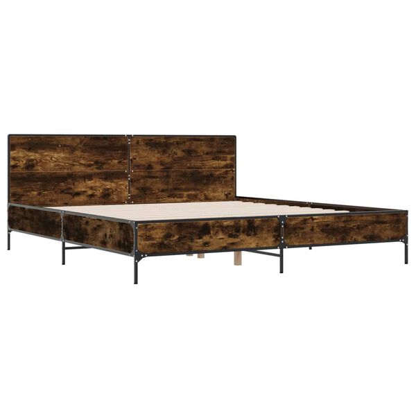 vidaXL Rama ł&oacute;żka, przydymiony dąb, 200x200 cm