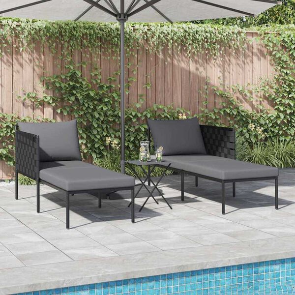 vidaXL Leżak z poduszką 2-osoba Antracyt 115 x 153 x 69.5cm Stal