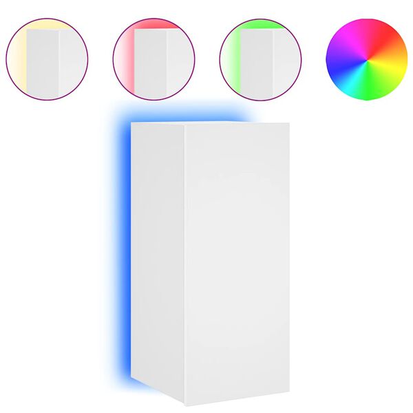 vidaXL Ścienna szafka TV z LED, biała, 30,5x35x70 cm