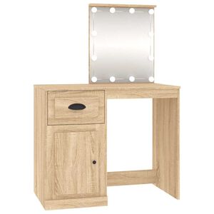 vidaXL Toaletka z LED, dąb sonoma, 90x50x132,5 cm