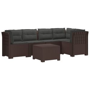 vidaXL 5-osobowa sofa ogrodowa z poduszkami w stylu rattanowym PP
