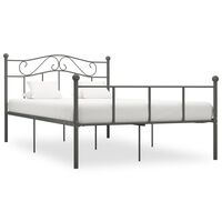 vidaXL Rama łóżka, szara, metalowa, 140 x 200 cm