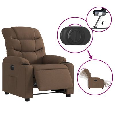 vidaXL Elektryczny fotel rozkładany, brązowy, obity tkaniną